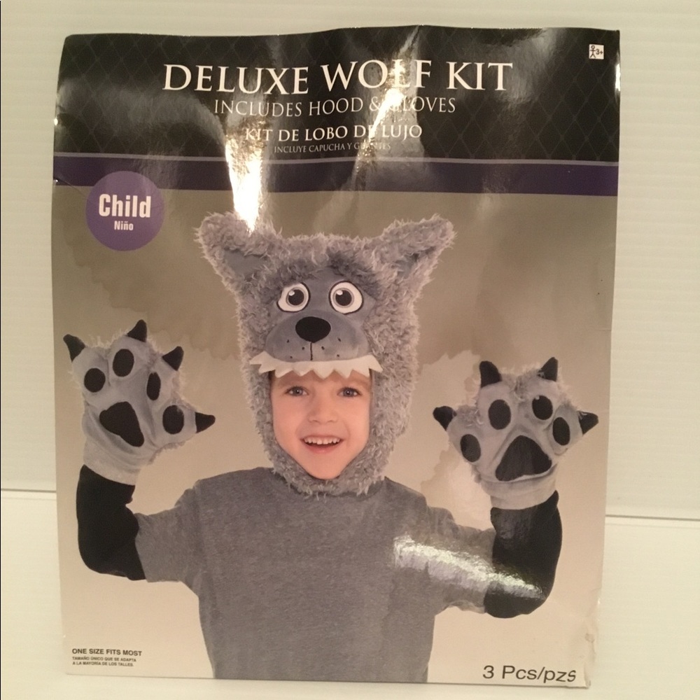 New Wolf Hood and Gloves Halloween Costume Child Dress Up Halloween Cosplay